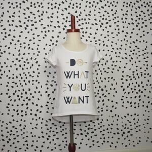 Simply Styled White Do What You Want Girls High Low Graphic T-Shirt